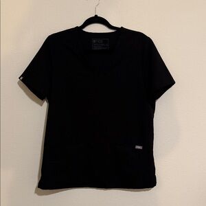 Figs Technical Collection Black scrub set with a V-neck top + straight leg pants